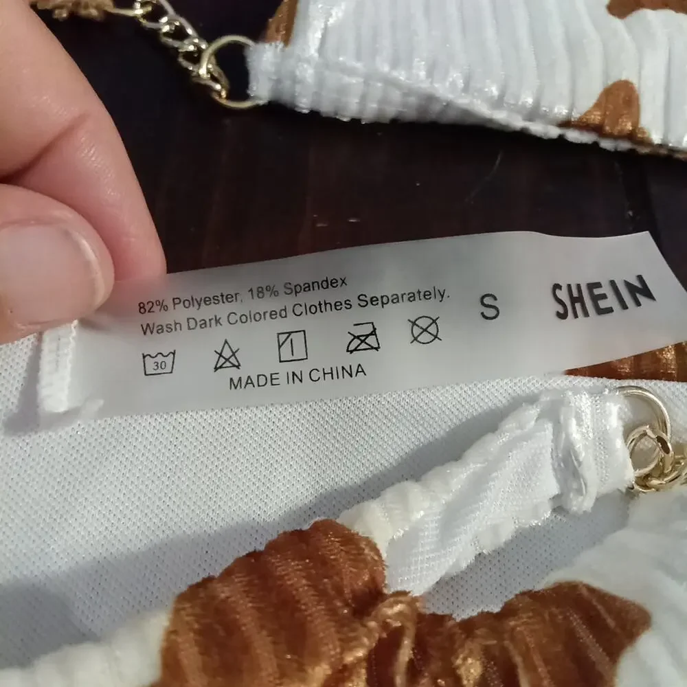 Velour Cow Print Bikini With Chain Accents Sz. Small NWOT